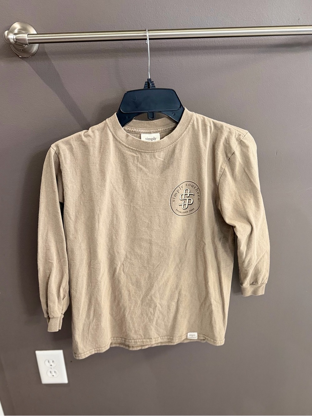 Kids Long-Sleeve simply southern Tee in Tan